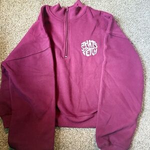 Purple Zip Up Sweater with High Collar